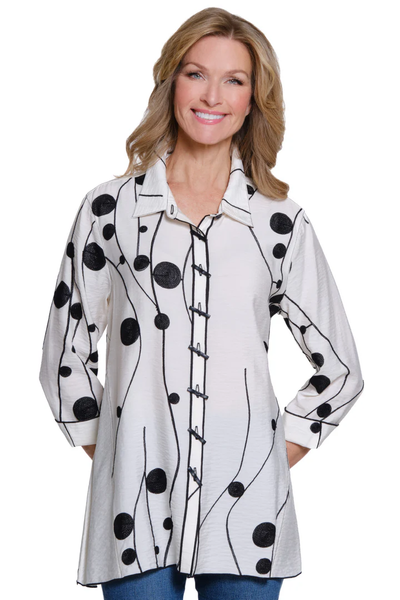 ON A WHIMSY EMBROIDERED TOP