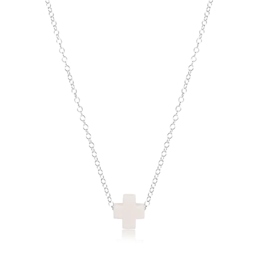 16" NECKLACE STERLING - SIGNATURE CROSS OFF WHITE