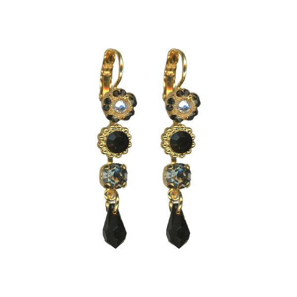 FLOWER & BRIOLETTE LEVERBACK EARRINGS - OBSIDIAN SHORE/GOLD