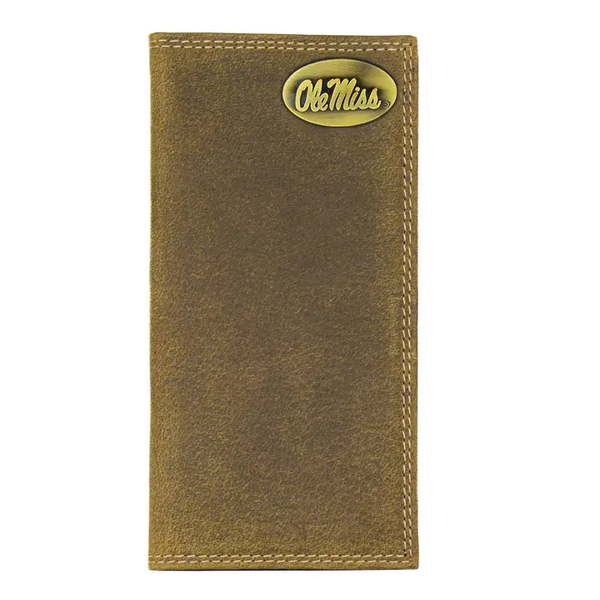 Ole Miss Rebels Vintage Tan Leather Secretary Wallet