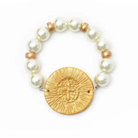 PEARL BRACELET W/ VICTORY CROSS