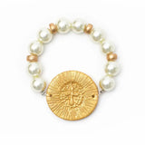 PEARL BRACELET W/ VICTORY CROSS