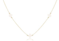 15" CHOKER SIGNATURE CROSS GOLD PATTERN 2MM BEAD - OFF WHITE