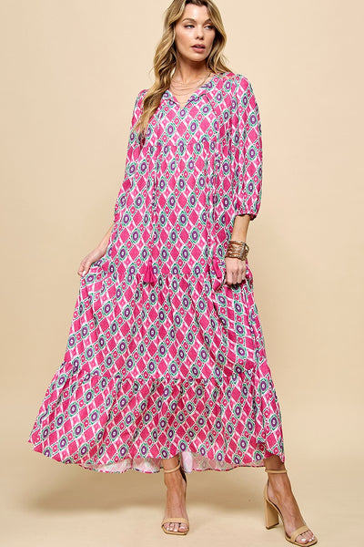 SUNDAY FUNDAY BOHO DRESS - FUCHSIA