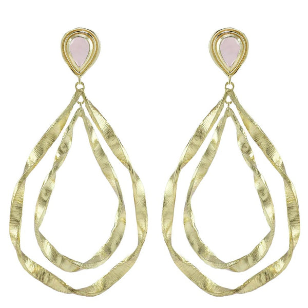 LOUISIANA LARGE TWISTED DOUBLE DROP EARRING ROSE QUARTZ