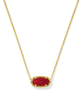 ELISA SHORT PENDANT NECKLACE GOLD BRIGHT RED DRUSY ONE SIZE