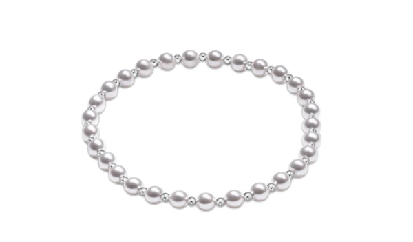 CLASSIC GRATEFUL PATTERN STERLING 4MM BEAD BRACELET - PEARL