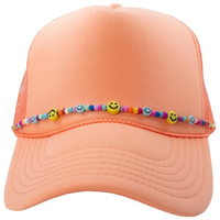 MULTICOLORED BEAD HAPPY FACE  HAT CHAIN