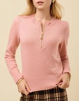 MAYA HALF ZIP SWEATER - ROSE BLUSH