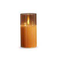 3X6 GOLD GLASS IVORY PILLAR CANDLE