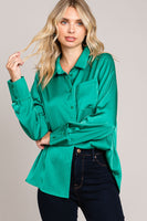 SHE'S BEAUTY EMERALD SATIN BLOUSE