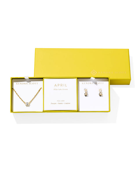 CAILIN BIRTHSTONE GIFT SET - GOLD APRIL CRYSTAL