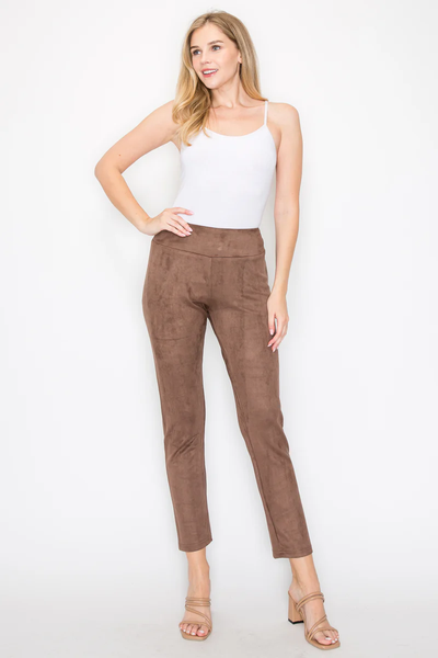 ANNELISE STRETCH SUEDE PANT - UMBER BROWN