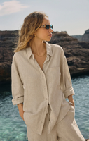 ALFIE LINEN BUTTON UP SHIRT - FLAX