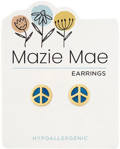 MAZIE MAE GOLD PEACE SIGN STUD