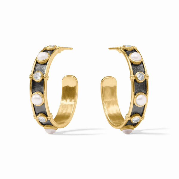 TRIBECA HOOP - CZ & PEARL MEDIUM