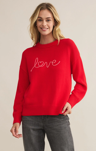 LOVE NOTES BOYFRIEND SWEATER - CHERRY