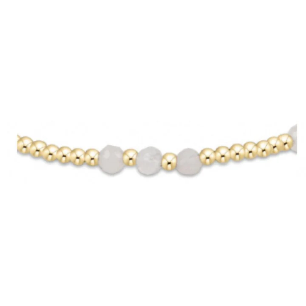 GEMSTONE GOLD JOY PATTERN 3MM BEAD BRACELET - MOONSTONE