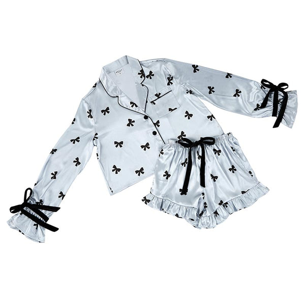 BOWS SATIN PJ SHORT SET