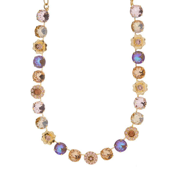 LARGE PAVE & ROSETTE NECKLACE- AMARETTO GOLD