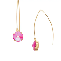 NADINE DANGLE THREADER EARRINGS - GOLD/ELECTRIC PINK