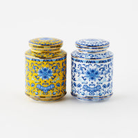 HANDPAINTED TEA CANISTER YELLOW