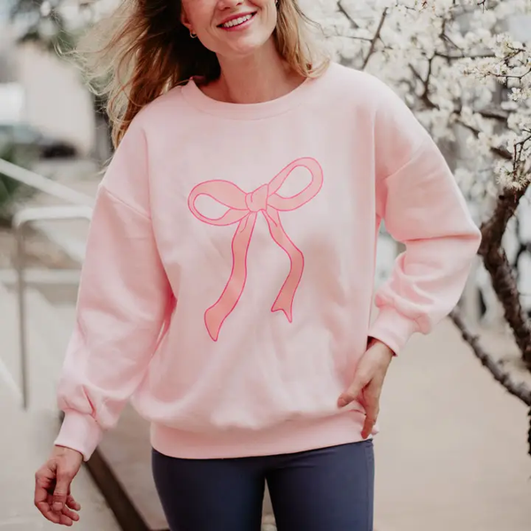 ALL PINK COQUETTE BOW SWEATSHIRT