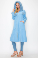 SURAYA BRUSHED FUR KNITTED COAT - BLUE