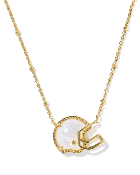 FOOTBALL HELMET PENDANT NECKLACE - GOLD/IVORY MOP