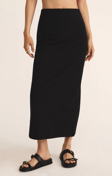 GAIL MIDI SKIRT - TRUE BLACK