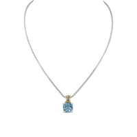 BEIJOS COR CUSHION CUT PENDANT NECKLACE AQUA 16in