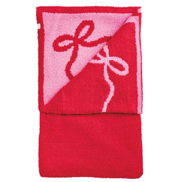 PINK & RED BOW CHENILLE BLANKET