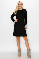 AURORA SUEDE DRESS ROUND NP - BLACK