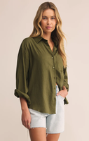 ALFIE LINEN BUTTON UP SHIRT - FERN