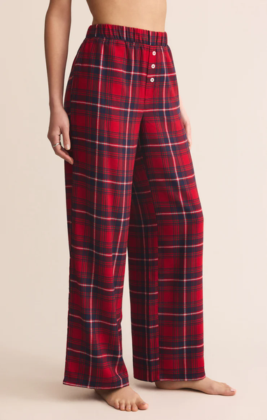 HANGOUT PLAID PANT - HAUTE RED