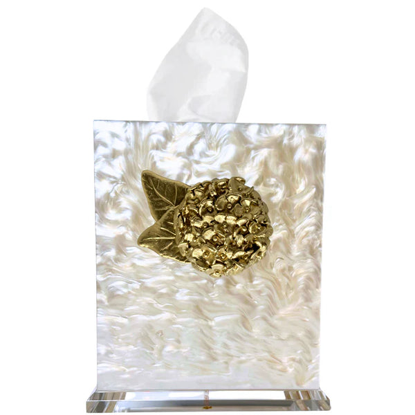 HYDRANGEA BOUTIQUE TISSUE BOX COVER - PEARL