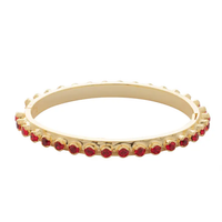 MINI RED CRYSTAL 10K GOLD HINGE BANGLE BRACELET