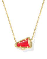 CHEER SHORT PENDANT NECKLACE - GOLD/RED