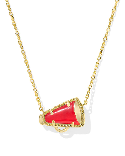 CHEER SHORT PENDANT NECKLACE - GOLD/RED