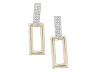 LONG CRYSTAL PAVE RECTANGLE EARRINGS