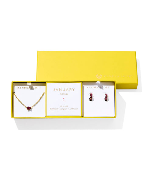 CAILIN BIRTHSTONE GIFT SET - GOLD JANUARY CRYSTAL