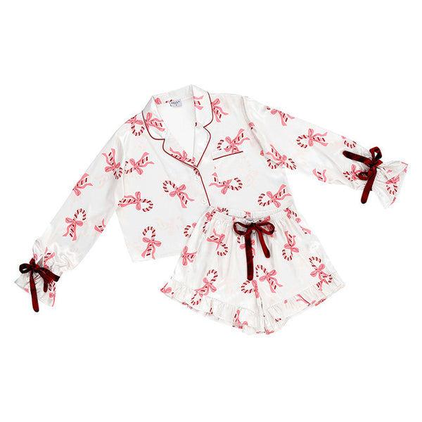 CANDY CANES SATIN SHORTS PJ SET