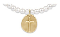 CLASSIC PEARL 4MM BEAD BRACELET - INSPIRE GOLD CHARM