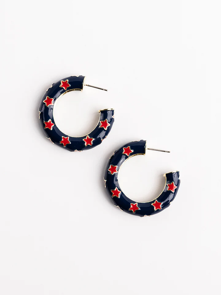 JUSTINE EARRINGS - MED RED/BLUE