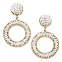 TALULAH BEADED CIRCLE DROP EARRING WHITE