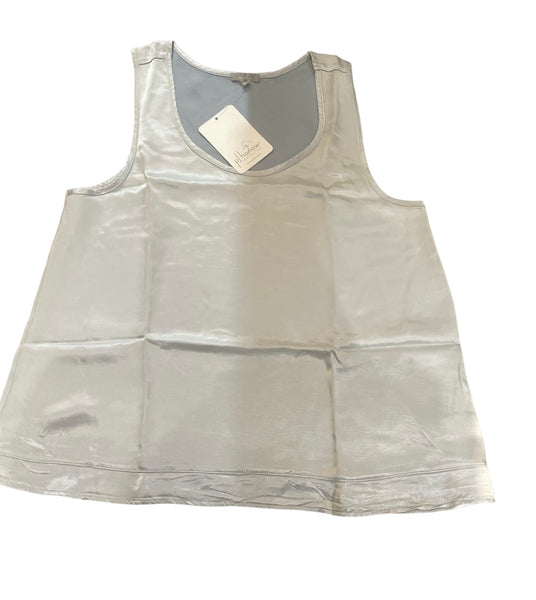 WILLOW SATIN TANK W/ RUFFLES MORNING BLUE