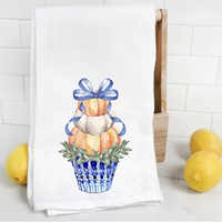 CHINOISERIE FALL PUMPKIN TEA TOWEL