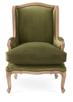 GREEN & TAN MANGO WOOD WING CHAIR