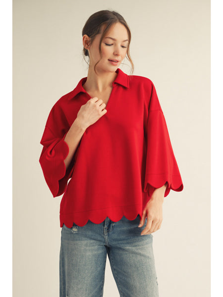 FUN FLAIR TOP - TOMATO RED