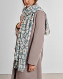 PRINTED ABSTRACT FLORAL SCARF - GREY/TAUPE